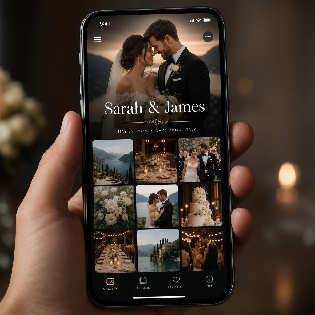 Phone displaying the event photo gallery